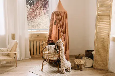 Fabric roller blind for window with leaves pattern