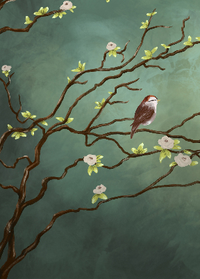 Blackout roller blind Birds on a branch