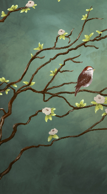Blackout roller blind Birds on a branch
