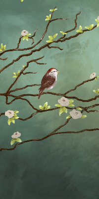 Blackout roller blind Birds on a branch
