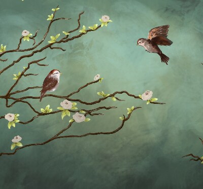 Blackout roller blind Birds on a branch