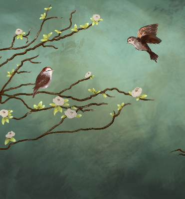 Blackout roller blind Birds on a branch