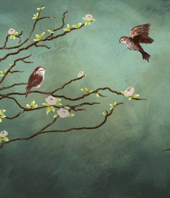 Blackout roller blind Birds on a branch
