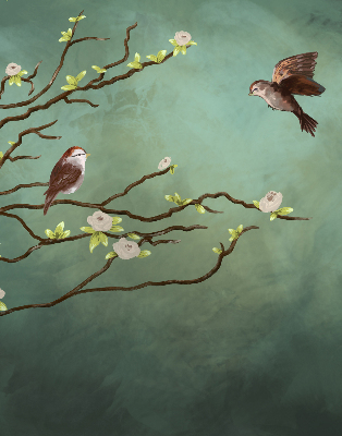 Blackout roller blind Birds on a branch