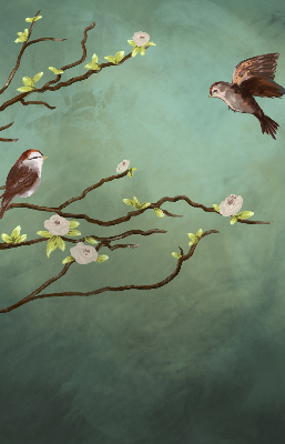 Blackout roller blind Birds on a branch