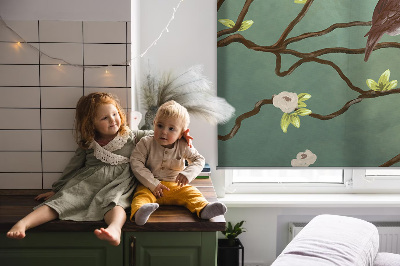 Blackout roller blind Birds on a branch