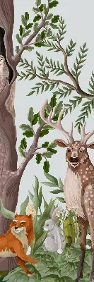 Blackout roller blind with forest animals print