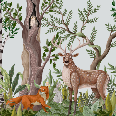 Blackout roller blind for window Forest animals