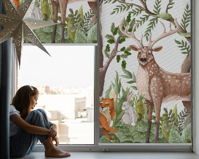 Blackout roller blind for window Forest animals