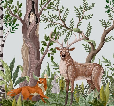 Blackout roller blind for window Forest animals