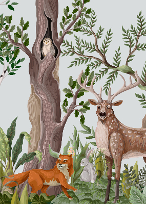 Blackout roller blind for window Forest animals