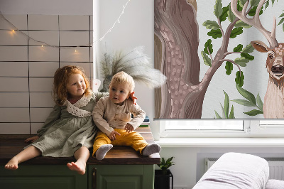 Blackout roller blind for window Forest animals