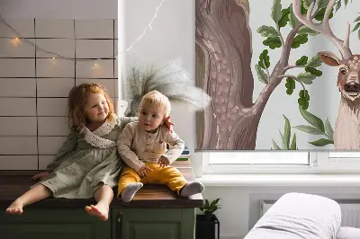 Blackout roller blind with forest animals print