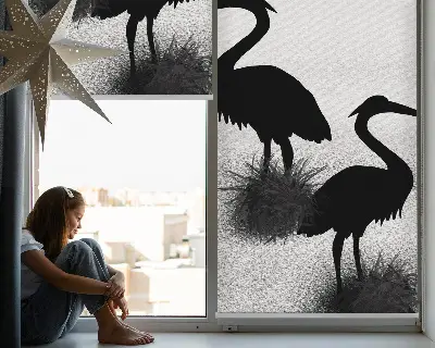 Blackout roller blind Herons print