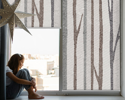 Blackout roller blind for window Tree trunks