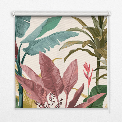 Fabric roller blind for window colorful leaves design