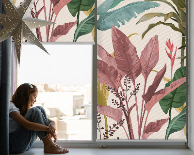 Fabric roller blind for window colorful leaves design