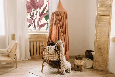 Fabric roller blind for window colorful leaves design