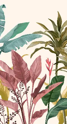 Fabric roller blind for window colorful leaves design