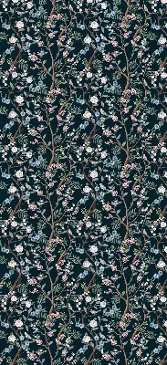 Blackout roller blind with a flower vine pattern