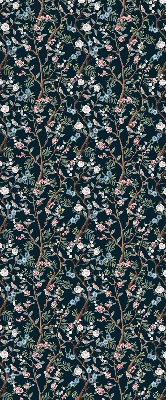 Blackout roller blind with a flower vine pattern