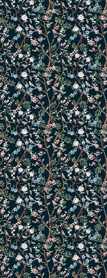 Blackout roller blind with a flower vine pattern