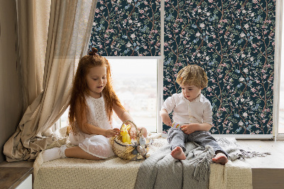 Blackout roller blind Flower vines