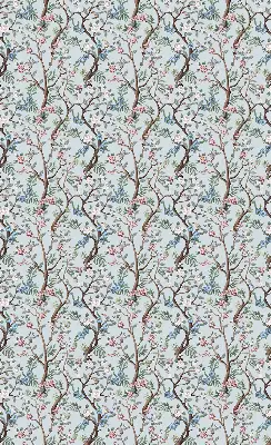 Blackout roller blind for window with flower vines on a light background