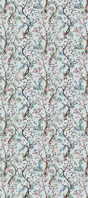 Blackout roller blind for window with flower vines on a light background