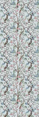 Blackout roller blind for window with flower vines on a light background