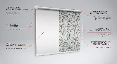 Blackout roller blind for window with flower vines on a light background