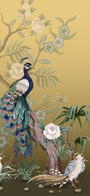 Fabric roller blind for window Peacock on a tree