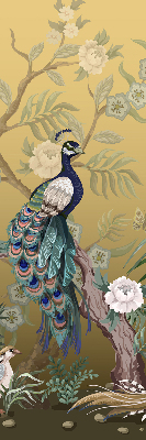 Fabric roller blind for window Peacock on a tree
