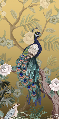 Fabric roller blind for window Peacock on a tree