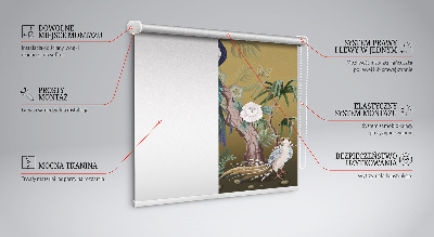 Fabric roller blind for window Peacock on a tree