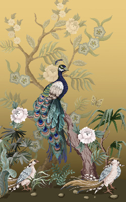 Fabric roller blind for window Peacock on a tree