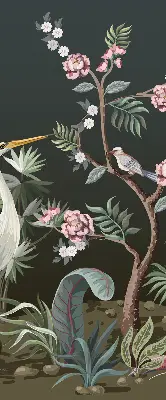 Blackout roller blind birds by the tree design