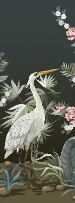 Blackout roller blind birds by the tree design