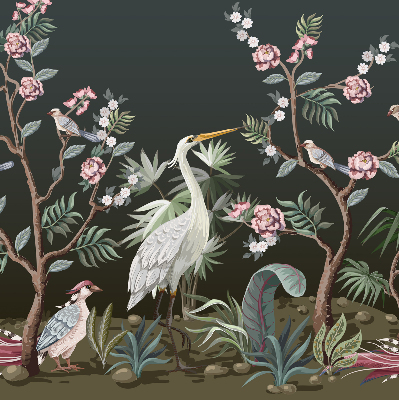 Blackout roller blind Birds by the tree