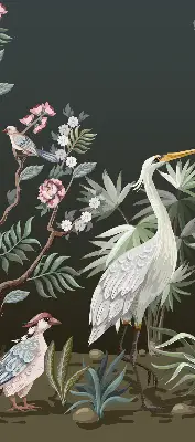 Blackout roller blind birds by the tree design