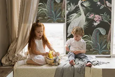 Blackout roller blind birds by the tree design