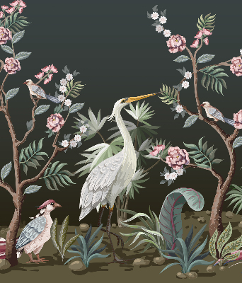 Blackout roller blind Birds by the tree