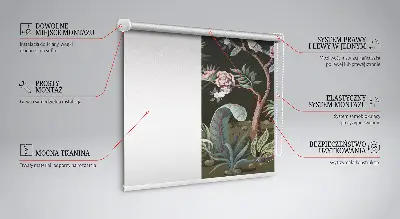 Blackout roller blind birds by the tree design