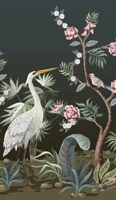 Blackout roller blind birds by the tree design