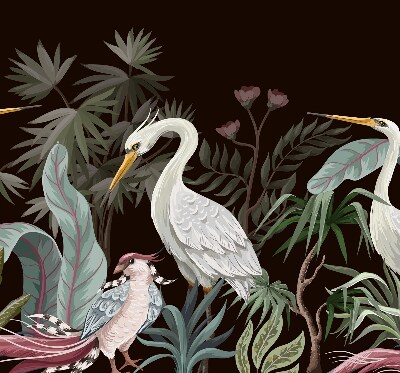 Blackout roller blind for window Birds in the leaves
