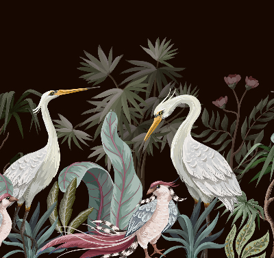 Blackout roller blind for window Birds in the leaves