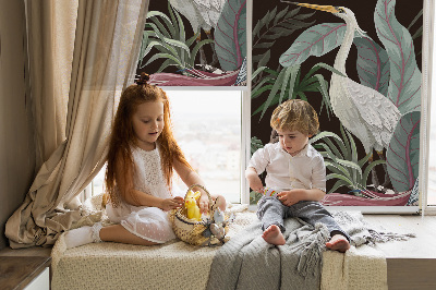 Blackout roller blind for window Birds in the leaves