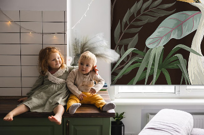 Blackout roller blind for window Birds in the leaves