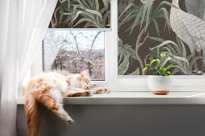 Blackout roller blind for window Birds in the leaves