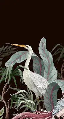 Blackout roller blind with birds in the leaves print